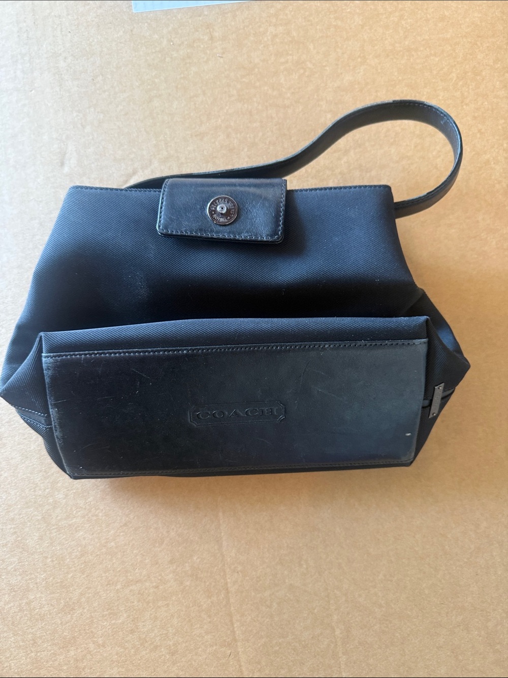 Coach Black Nylon & Leather Wristlet Clutch